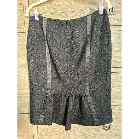 Rebecca Taylor | Black Tweed Wool Blend High Low Skirt | 8 - Picture 6 of 12